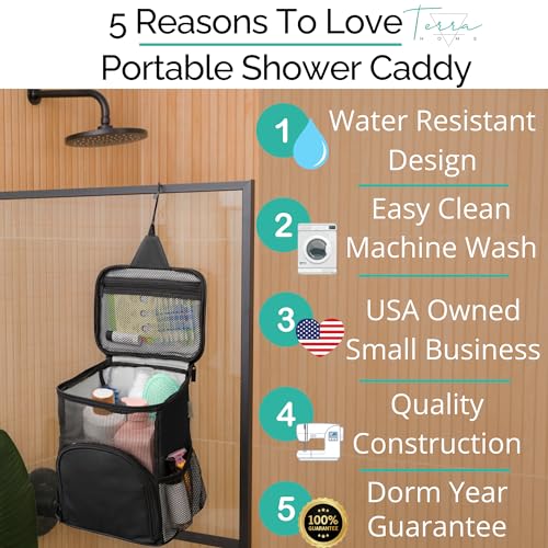 Portable Mesh Shower Caddy - Foldable Hanging Toiletry Organizer for Dorm