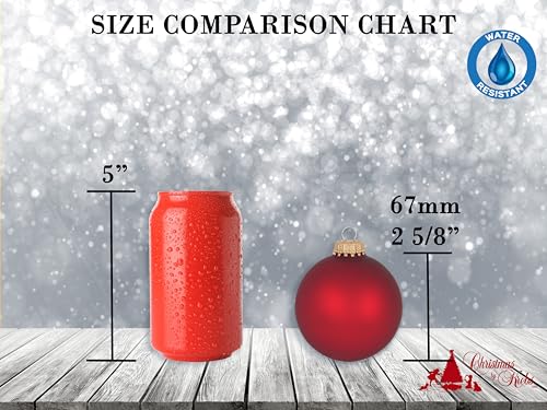 Christmas Glass Christmas Ball Ornaments - Shiny Red 2 5/8 Inches - Set of 8