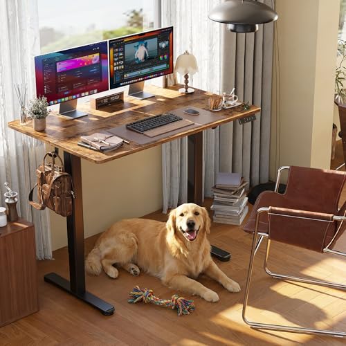 Electric Height Adjustable Standing Desk - 48x24 Inch Rustic Brown Desk