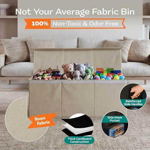 Extra Large Toy Storage Organizer with Lid - 37-Inch Collapsible Toy Chest