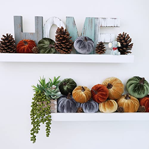 16 Pcs Small Velvet Pumpkins Set - Rustic Fall Harvest Table Decor