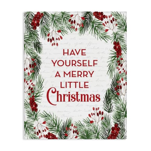 Merry Little Christmas Pine Canvas Wall Art 36 x 48 Inches - Holiday Wall Decor
