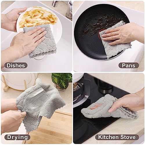 12-Pack Microfiber Dish Cloths, Soft Coral Velvet Kitchen Cleaning Towels