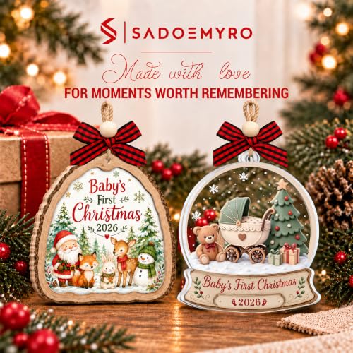 Baby's First Christmas Snow Globe Ornament 2026 - Keepsake, Wooden & Acrylic