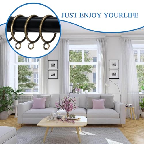 Metal Curtain Rings with Eyelets for 1-Inch Rods, 24-Pack, Bronze