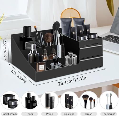 Large Mens Cologne Organizer with 7 Compartments & Drawers - Turesmith