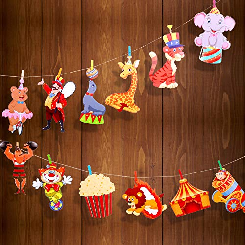 24-Piece Circus Theme Carnival Party Decorations with Glue Points