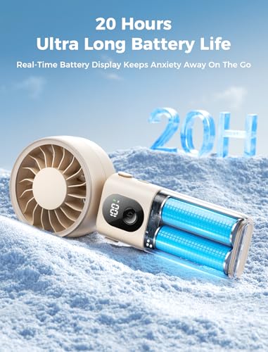 Aecooly Portable Handheld Fan 20H Battery Life 5-Speed USB Rechargeable