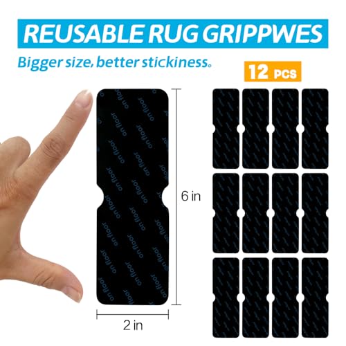 Anti-Slip Rug Grippers for Hardwood Floors - 12 Piece Non-Slip Carpet Tape