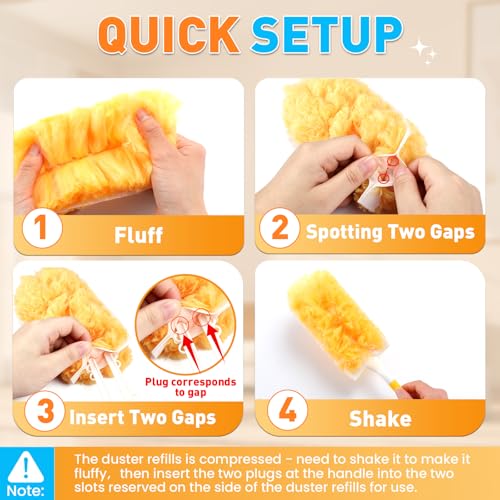 360° Disposable Duster Refills with 2 Handles - 80 Pack Heavy Duty Dusters
