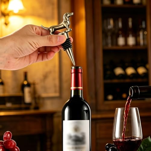 LKKCHER Bronze Dachshund Wine Stopper - Dog-Shaped Bottle Sealer Gift for Wine Lovers