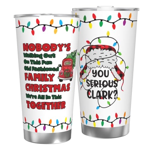 Uinntiwell 20 oz Christmas Vacation Clark Griswold Tumbler with Straw - Funny Holiday Gift Set