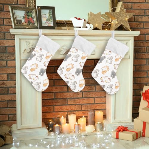 Cute Cats Christmas Stocking 18 Inch Large Soft Velvet Stocking with Plush Cuff
