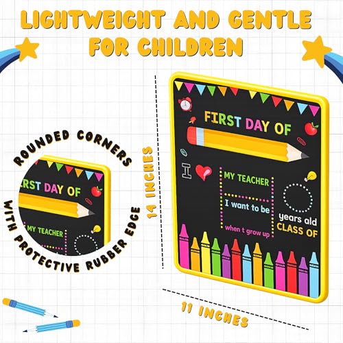 First Day & Last Day of School Reusable Chalkboard Sign with 6 Markers
