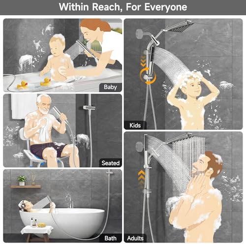 10-Inch Dual Rainfall Shower Head Combo with Handheld Sprayer and Extension