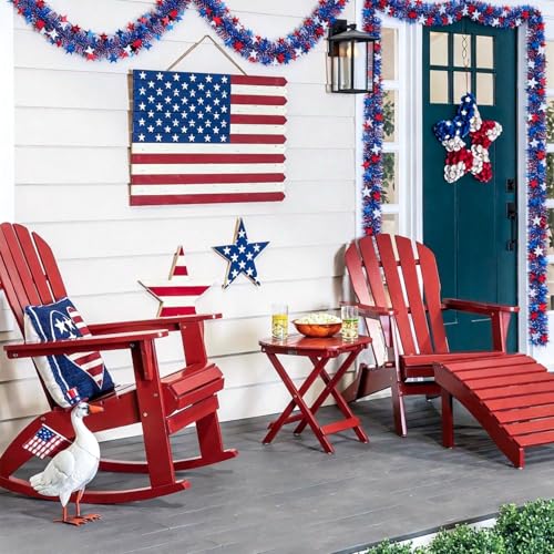 50ft 4th of July Patriotic Star Garland - Red White Blue Metallic Tinsel
