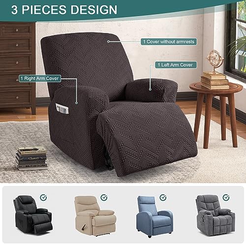 Washable Recliner Sofa Cover with Pockets - Chocolate, 1 Seater