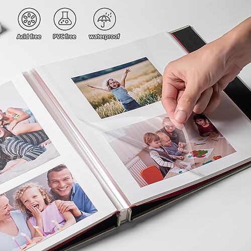 HoneyTolly 11x10.6in Self-Adhesive Linen Photo Album 60 Pages Grass Green