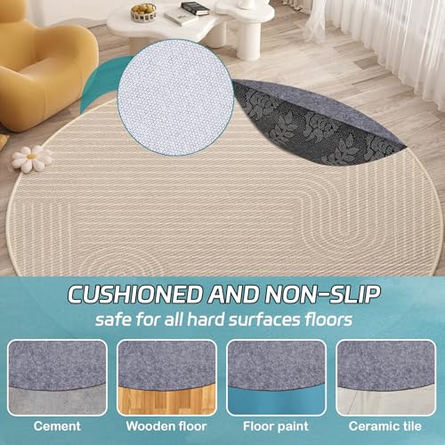 6ft Round Waterproof Non-Slip Rug Pad, 1/4 Inch Thick Felt Floor Protector