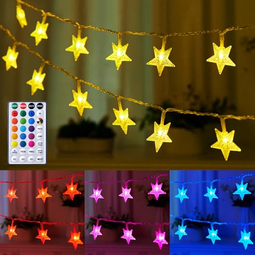 23ft Color Changing Star String Lights with Remote & Timer - 50 LED
