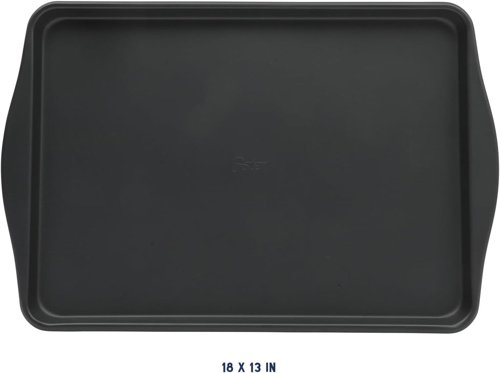 Oster Teston Nonstick Cookie Sheet - 18 x 13 Inch Carbon Steel Baking Pan, PFAS-Free, Warp-Resistant, Matte Black