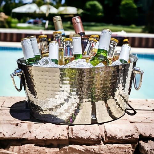 Stainless Steel Beverage Tub & Ice Bucket Set with Lid & Scoop - Insulated Barware