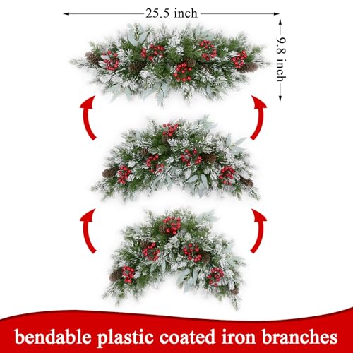 26-Inch Artificial Christmas Mailbox Swag with Pine Cones and Red Berries