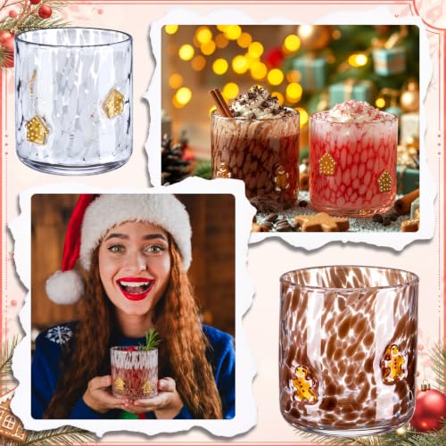 LemonRoad 2 Pack Christmas Gingerbread Icon Glass Cups 16oz - Man & House Variations