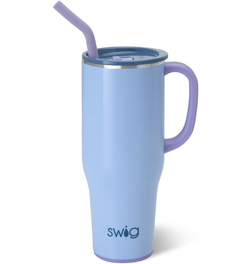 Swig Life 40oz Mega Mug, 40 oz Tumbler with Handle and Straw, Cup Holder Friendly, Dishwasher Safe, Extra Large Insulated Tumbler, Stainless Steel (Bay Breeze)