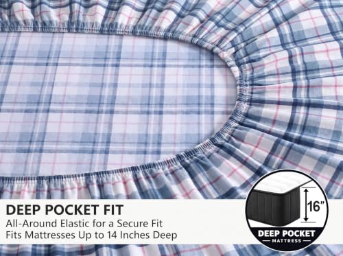 ZOYER 100% Cotton Flannel Sheets Twin Size 3-Piece Bed Set - Soft & Durable