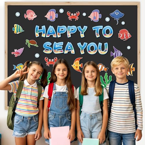 Ocean Bulletin Board Decorations Set - 64 Pcs Under The Sea Cutouts