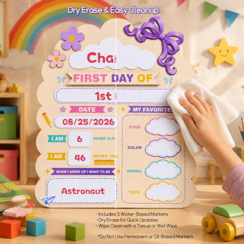 Reusable First Day of School Sign Board with Interchangeable Tags