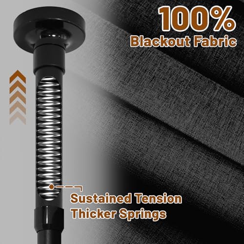 Blackout Room Divider Curtain with No-Drill Tension Rod, 100x84 Inch