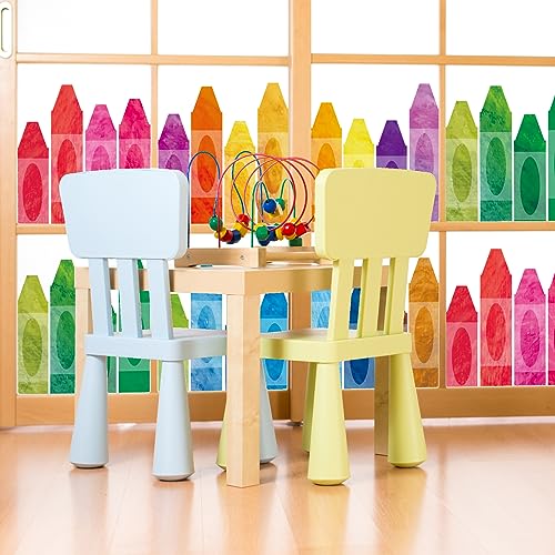 Colorful Crayon Window Clings - 9 Sheets Double-Sided Decor
