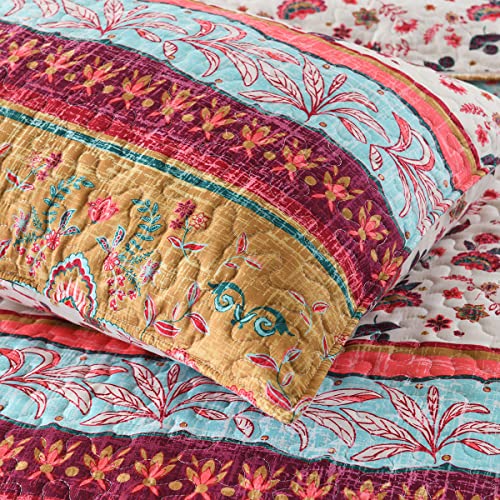 Boho Reversible Queen Quilt Set - 3-Piece Lightweight Bedspread