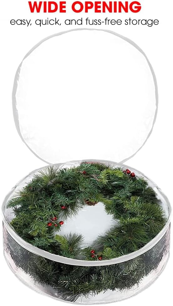 ProPik Christmas Wreath Storage Bag - Waterproof PVC Container for 48-Inch Wreaths | 2-Pack with Handles