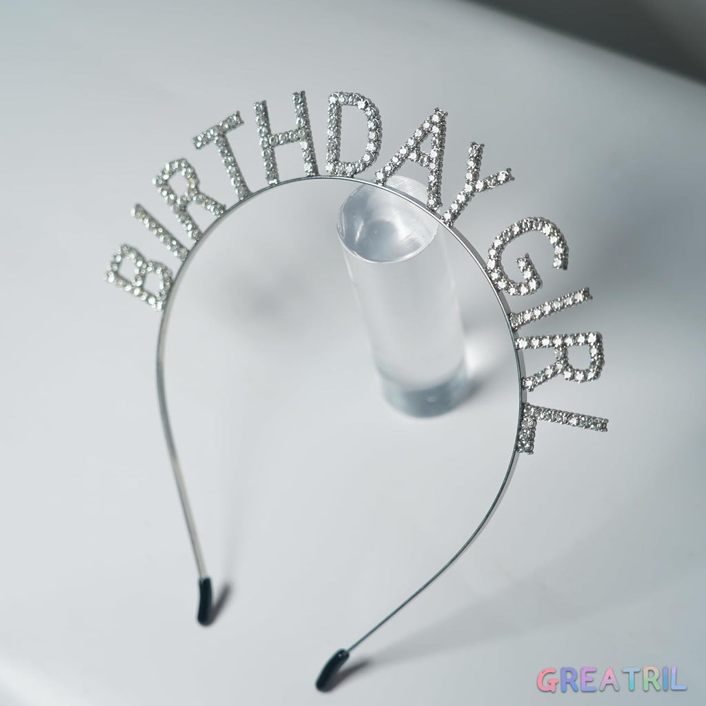 Birthday Girl Crown - Silver with Iridescent Streamers for a Magical Celebration