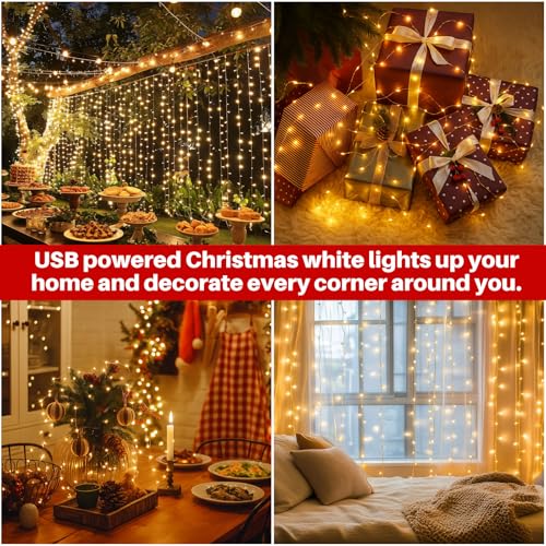 Macarrie 9 Pcs USB Fairy Lights 16 ft Warm White – 50 LED String (Variation: Warm White / 9)