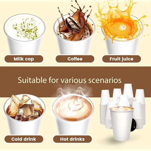 MOUMOULIFE Paper Cups 8 oz 500 Count Bulk - Disposable Coffee Cups 8 oz Hot Cups, Leak Proof & Food Safe (For Office, Travel)