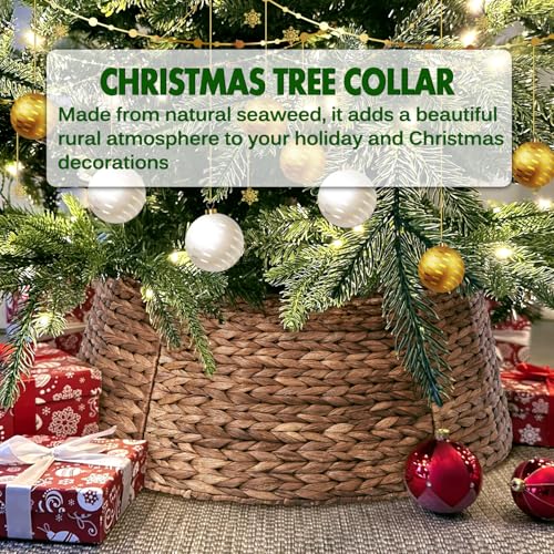 Yonsya 33 in Rattan Christmas Tree Collar - 6-Piece Brown Tree Ring for 6-9 ft Trees