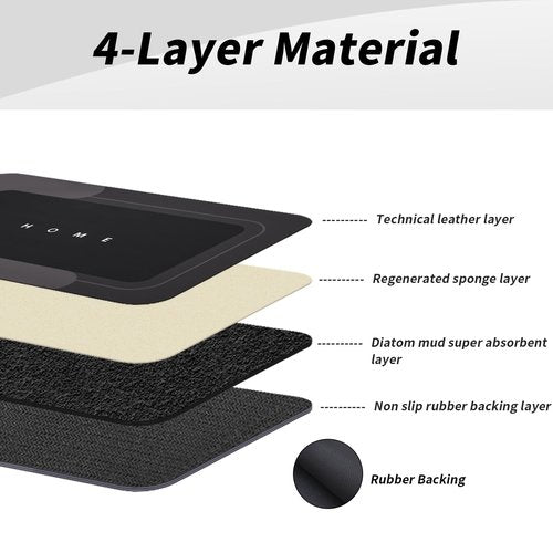 3PCS Absorbent Bath Mat Magic Rug Sets, Quick Drying Bath Mat Non-Slip Floor Rug Rubber Backed for Bathroom Kitchen Shower Sink (16.9''x23.6''+19.7''x23.6''+19.7''x31.9'', Black)