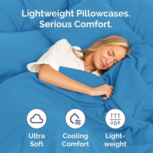 King Standard Pillow Cases - Soft Hotel Quality Covers for Comfy Bedding | Set of 4 in Denim Blue