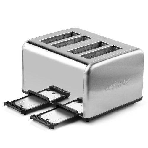 Stainless Steel Toaster, CUSIMAX 4 Slice Toaster with Smart LED Display, Exart Wide Slots, 6 Shade Settings, 1650 Watts, Bagel and Defrost Fuction, Cancel Button, Removable Crumb Trays