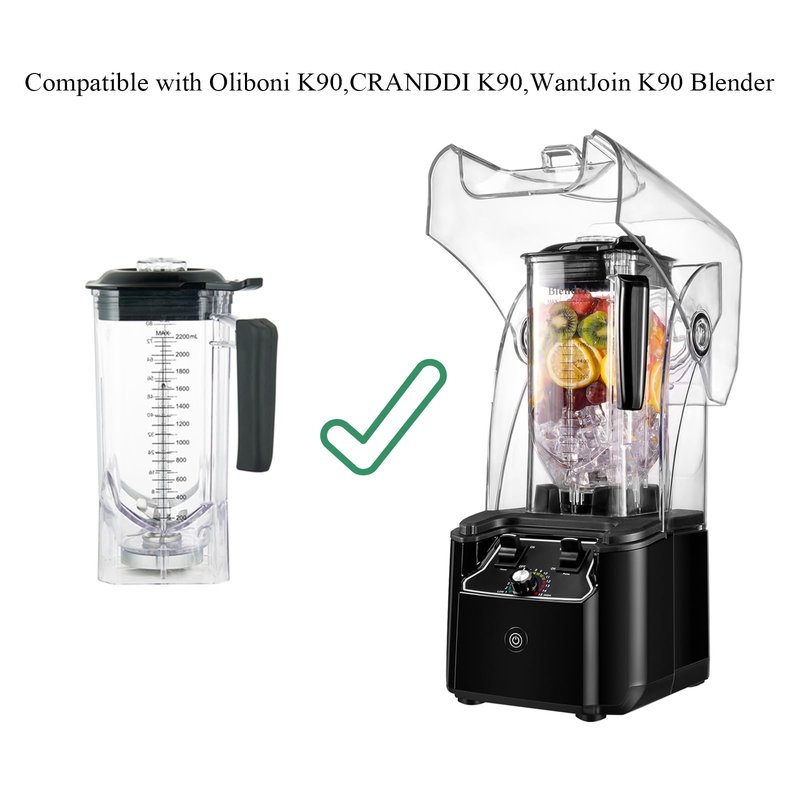 K90 Pitcher Replacement Compatible with WantJoin K90, Oliboni B-90A Blender and CRANDDI K90 Blender, Food-grade Pitcher, 80oz / 2200ML
