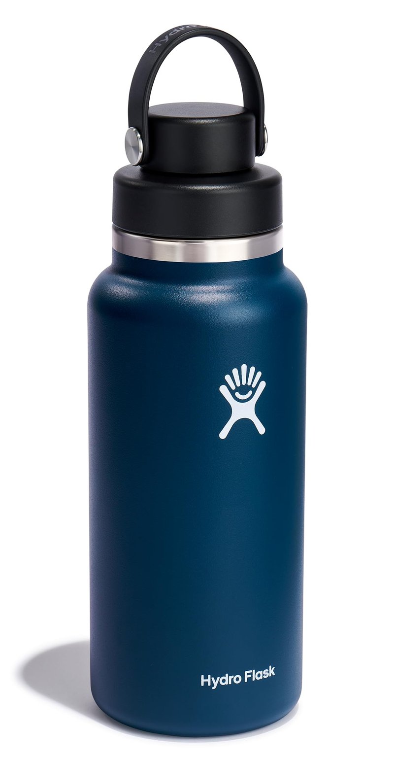 Hydro Flask Water Bottle - Insulated Stainless Steel - Wide Mouth Chug Lid, Non Spill, Leakproof in 32 Oz Inidigo Blue