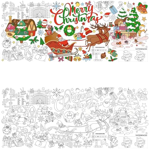 Giant Christmas Coloring Tablecloth 30 x 72 Inches for Holiday Parties