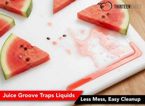 Extra Large 20 x 15 Plastic Cutting Board with Groove - Heavy 1/2" Thick White HDPE Poly, Long Lasting and NSF Approved for Restaurants and Commercial Kitchens - Weight 5lb