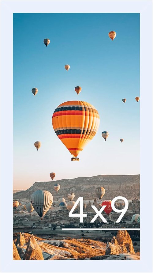 JCJMY 4x9 Picture Frame - White Wall Mount or Tabletop Display | Shatter-Resistant Plexiglass