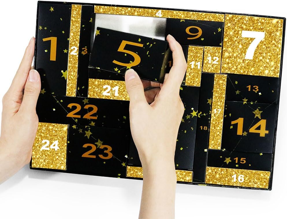 Skiennix Makeup Advent Calendar 2025 - 24-Day Countdown Gift Box for Teens & Women | Black Gold