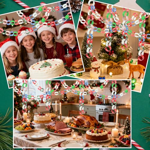 Morcheiong 300 Christmas Pattern Paper Chains for Holiday Decorations DIY Crafts